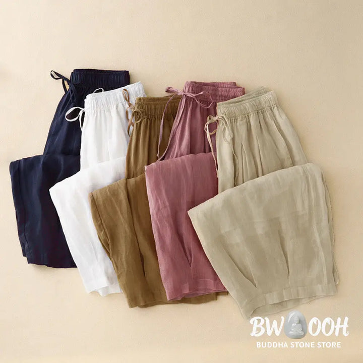 Buddha Stones Casual Loose Double Layer 7-8 Length Cropped Pants Women’s Pants With Pockets - Women’s Harem Pants