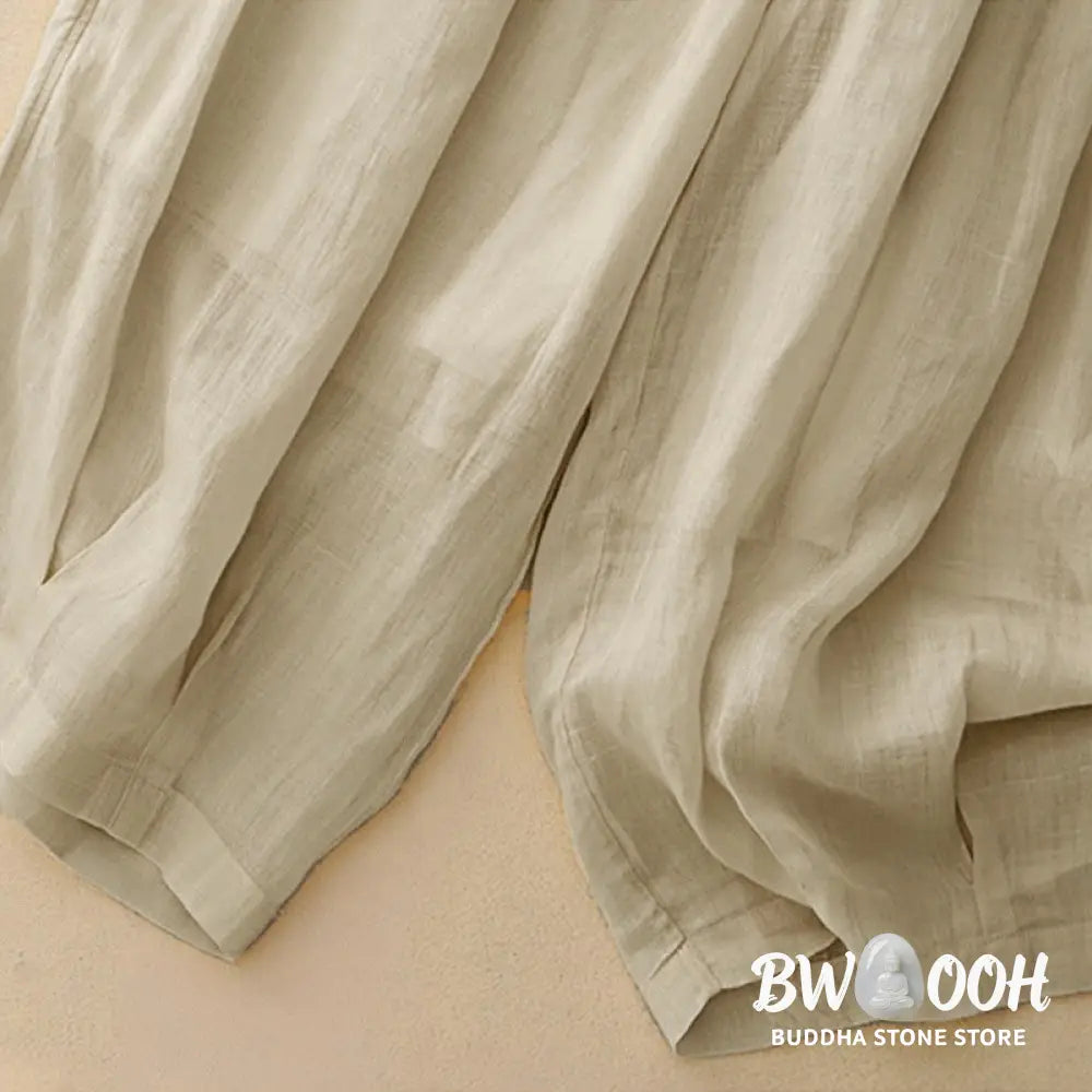 Buddha Stones Casual Loose Double Layer 7-8 Length Cropped Pants Women’s Pants With Pockets - Women’s Harem Pants