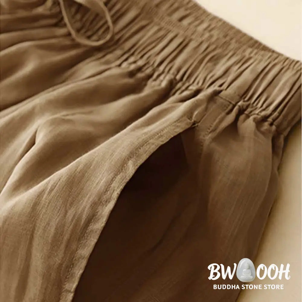 Buddha Stones Casual Loose Double Layer 7-8 Length Cropped Pants Women’s Pants With Pockets - Women’s Harem Pants