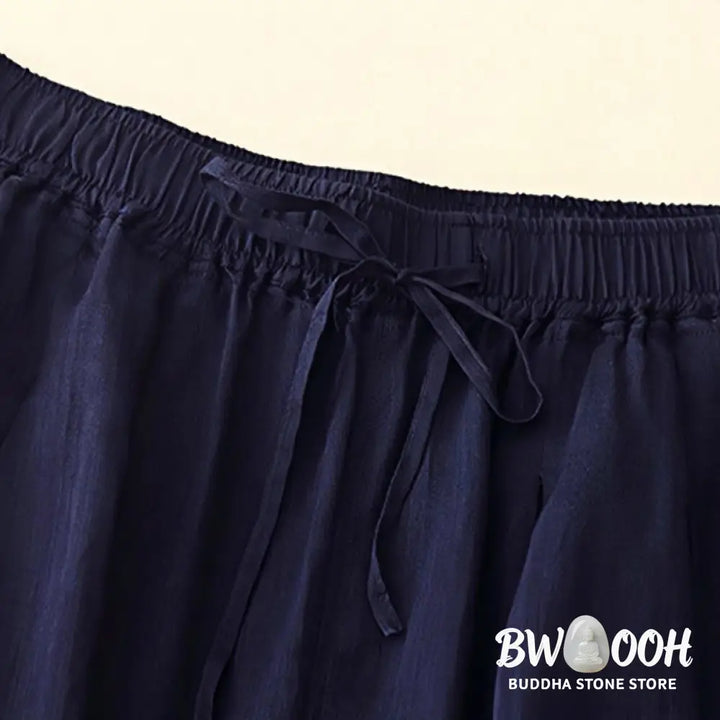 Buddha Stones Casual Loose Double Layer 7-8 Length Cropped Pants Women’s Pants With Pockets - Women’s Harem Pants