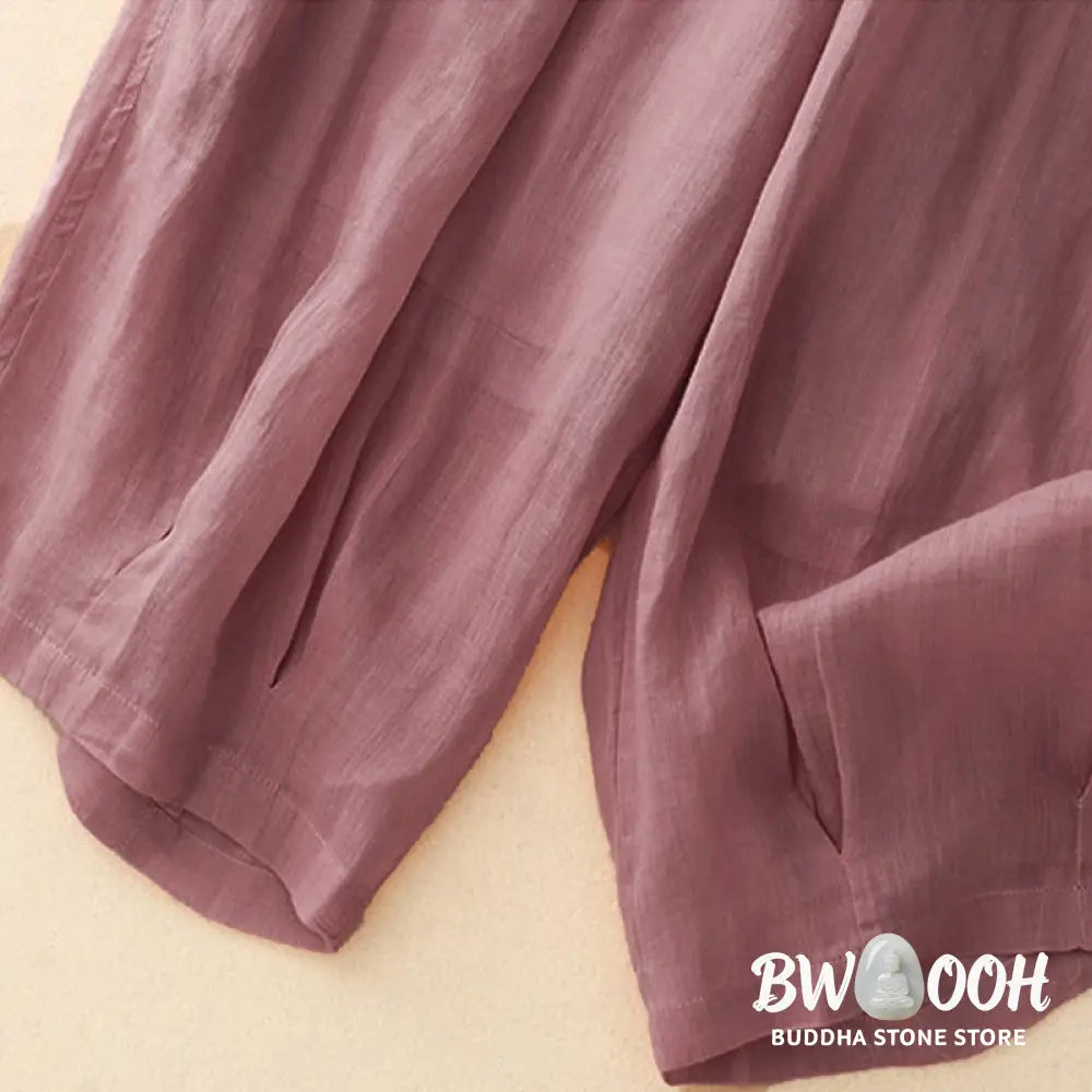 Buddha Stones Casual Loose Double Layer 7-8 Length Cropped Pants Women’s Pants With Pockets - Women’s Harem Pants