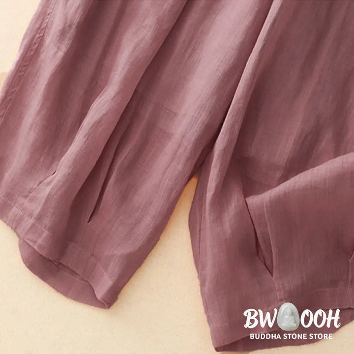 Buddha Stones Casual Loose Double Layer 7-8 Length Cropped Pants Women’s Pants With Pockets - Women’s Harem Pants