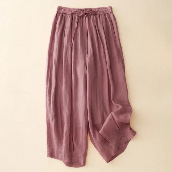 Buddha Stones Casual Loose Double Layer 7-8 Length Cropped Pants Women’s Pants With Pockets - LightPink