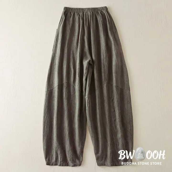 Buddha Stones Casual Loose Straight Leg 7-8 Length Cropped Pants Women’s Cotton Harem Pants With Pockets - Women’s