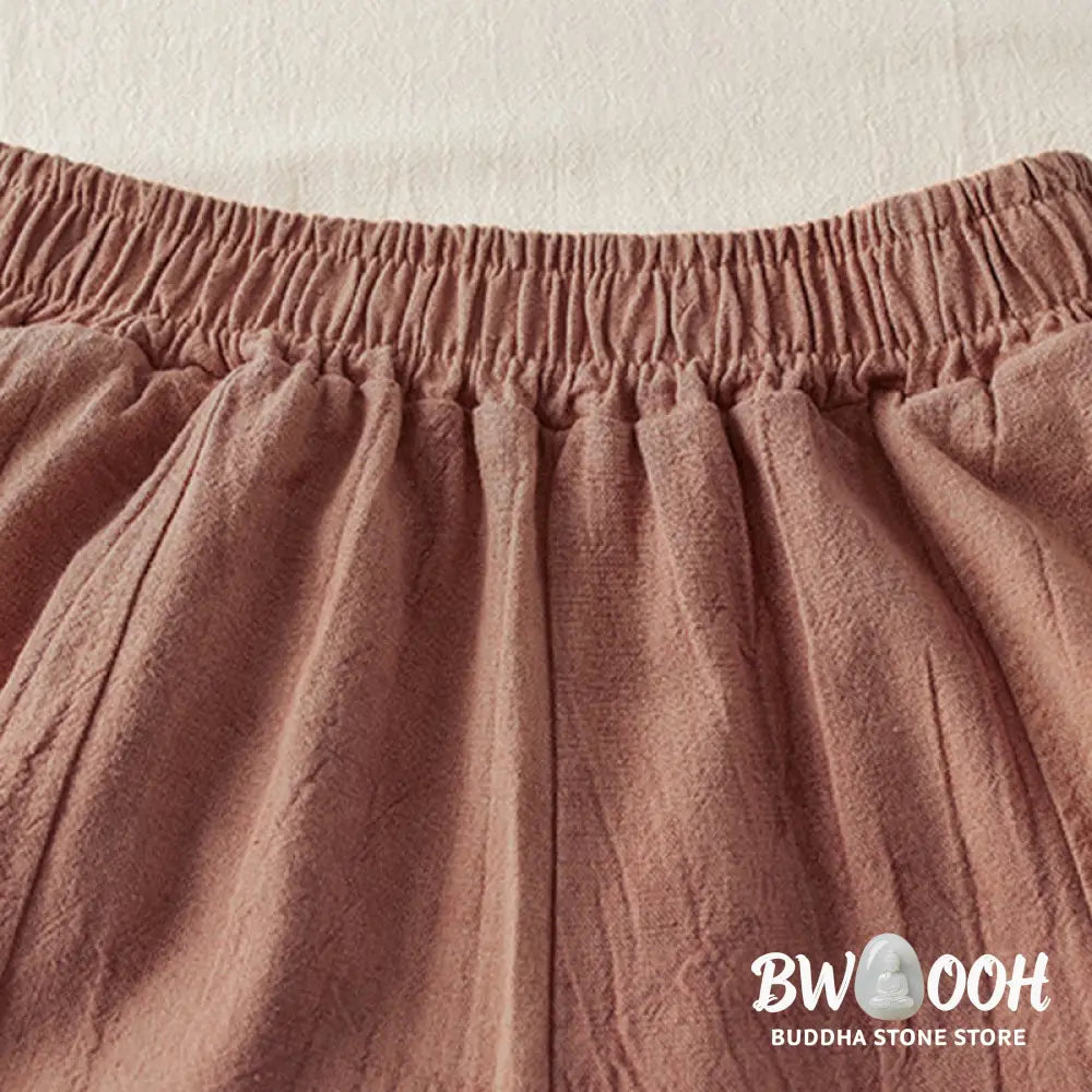 Buddha Stones Casual Loose Straight Leg 7-8 Length Cropped Pants Women’s Cotton Harem Pants With Pockets - Women’s