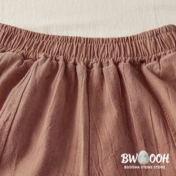Buddha Stones Casual Loose Straight Leg 7-8 Length Cropped Pants Women’s Cotton Harem Pants With Pockets - Women’s