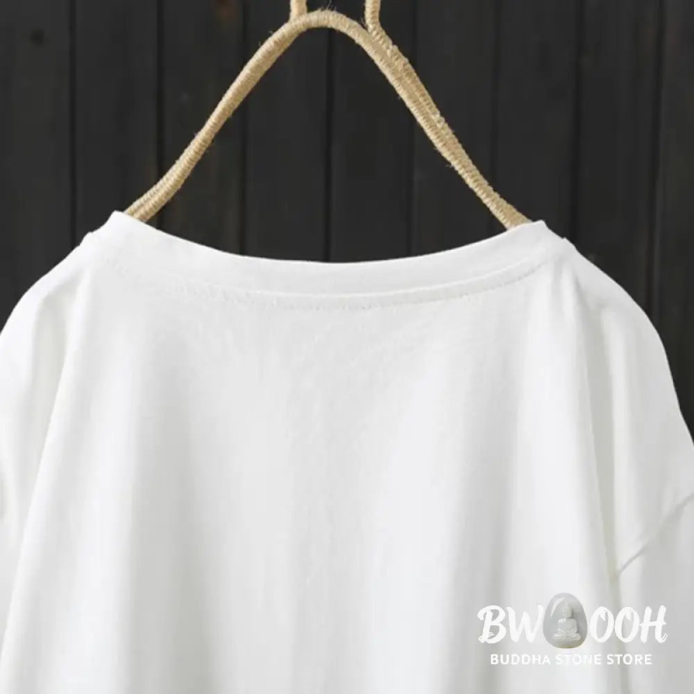 Buddha Stones Casual Loose Summer Plain Crew Neck Women’s Cotton Short Sleeve T-shirt - Women’s T-Shirts