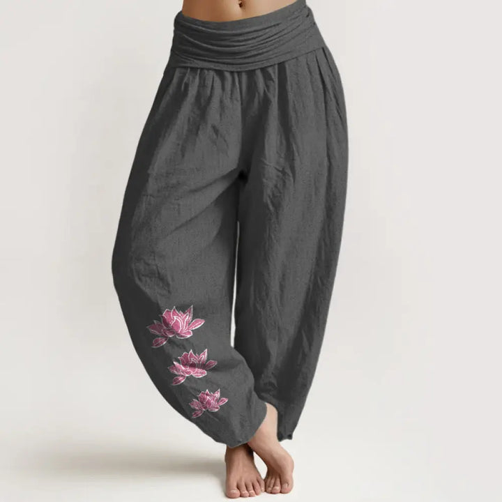 BWOOOH lotus print harem pants - Casual Lotus Pattern Pure Cotton Women&