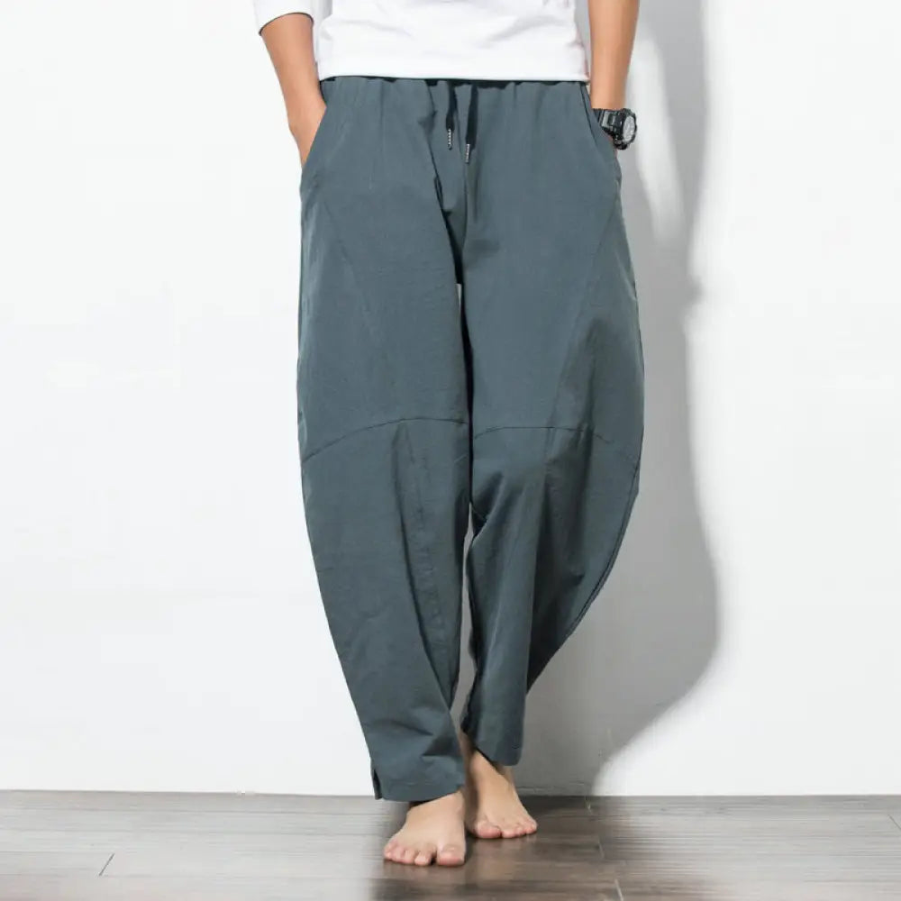 BWOOOH printed yoga pants - Casual Men's Solid Color Cotton Drawstri