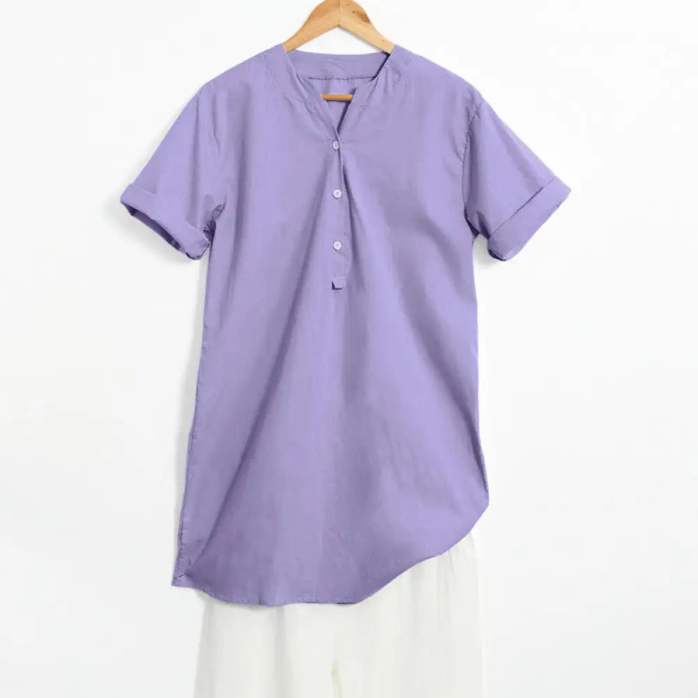 BWOOOH Casual Plain Button Notched Collar Women&