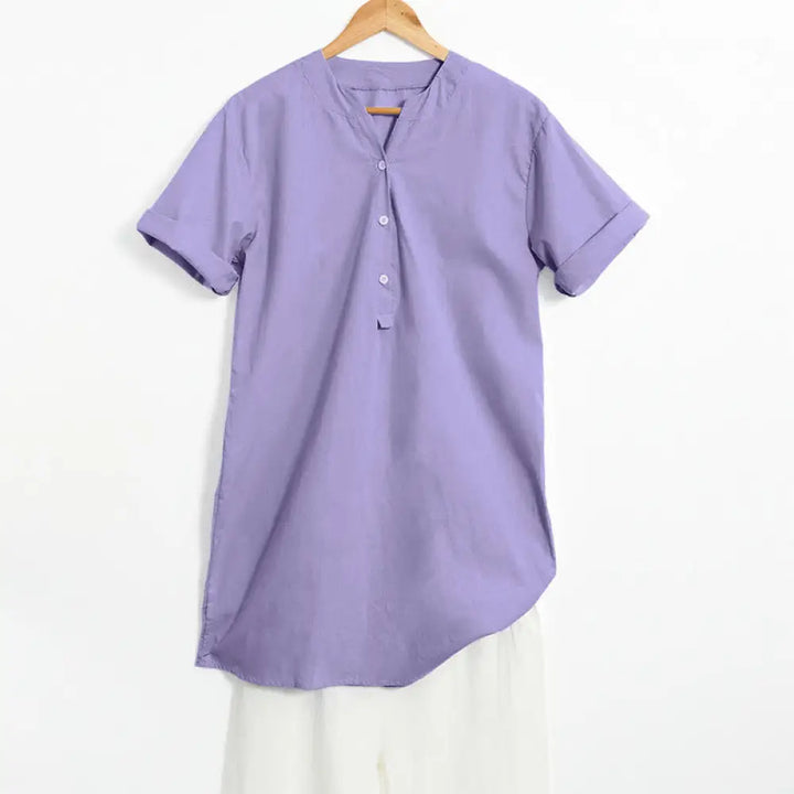 BWOOOH Casual Plain Button Notched Collar Women&