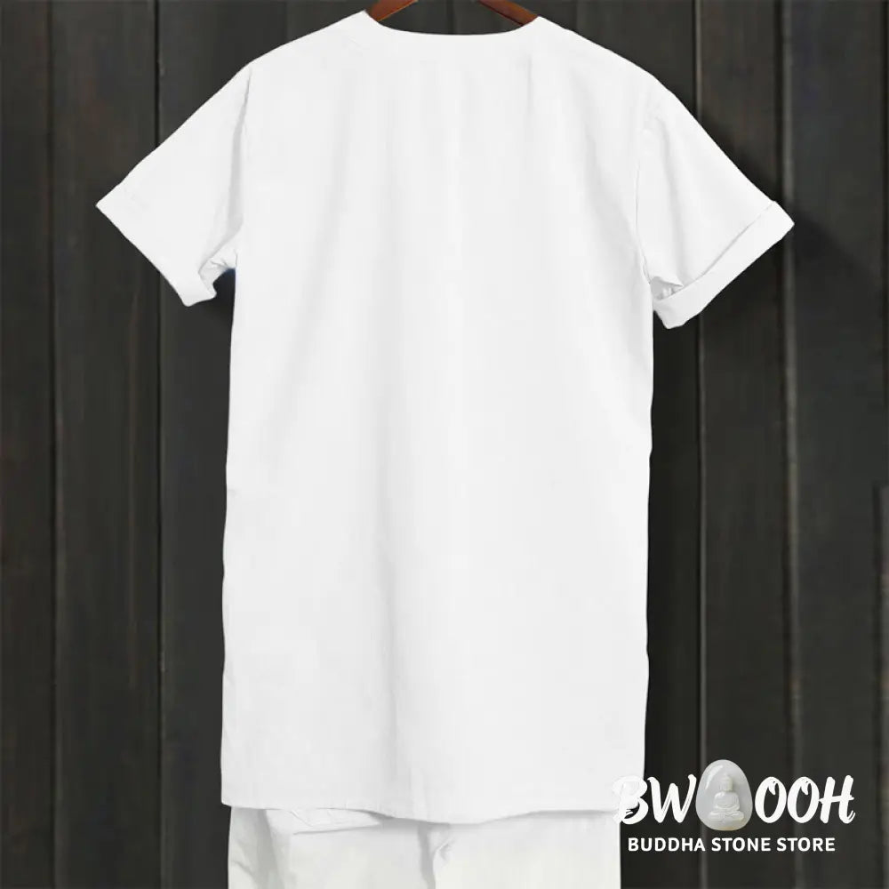 Buddha Stones Casual Plain Button Notched Collar Women’s Short Sleeve Shirt - Women’s Shirts