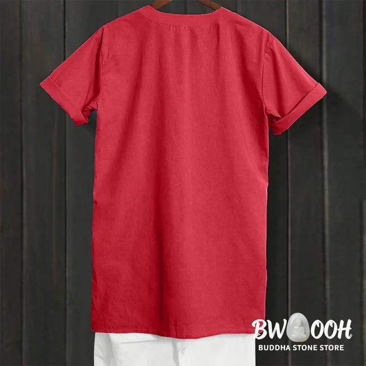 Buddha Stones Casual Plain Button Notched Collar Women’s Short Sleeve Shirt - Women’s Shirts