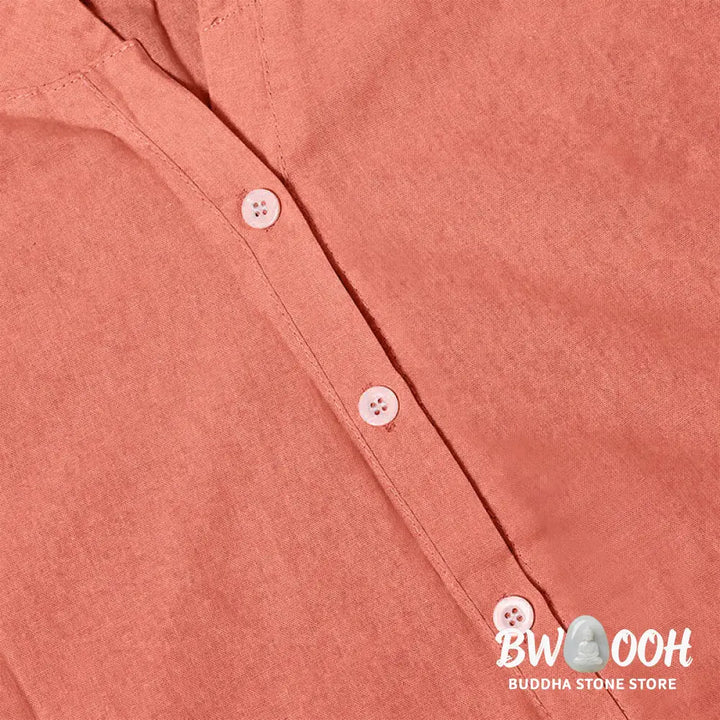 Buddha Stones Casual Plain Button Notched Collar Women’s Short Sleeve Shirt - Women’s Shirts