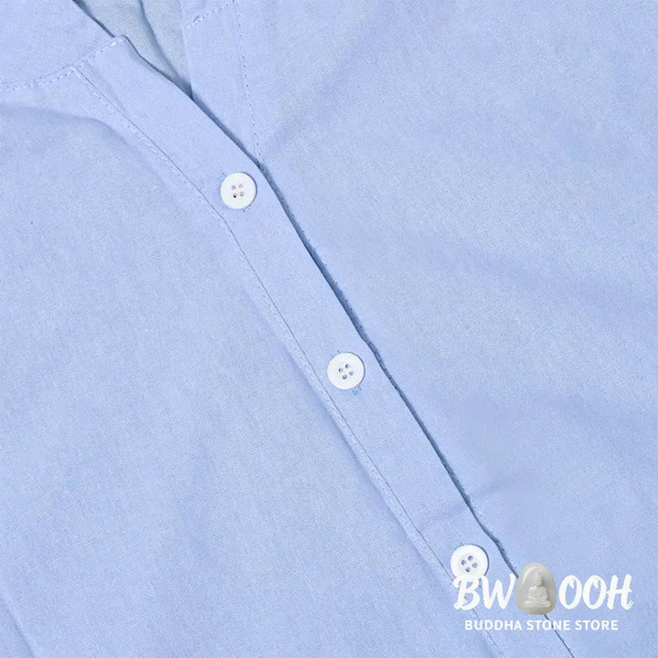 Buddha Stones Casual Plain Button Notched Collar Women’s Short Sleeve Shirt - Women’s Shirts