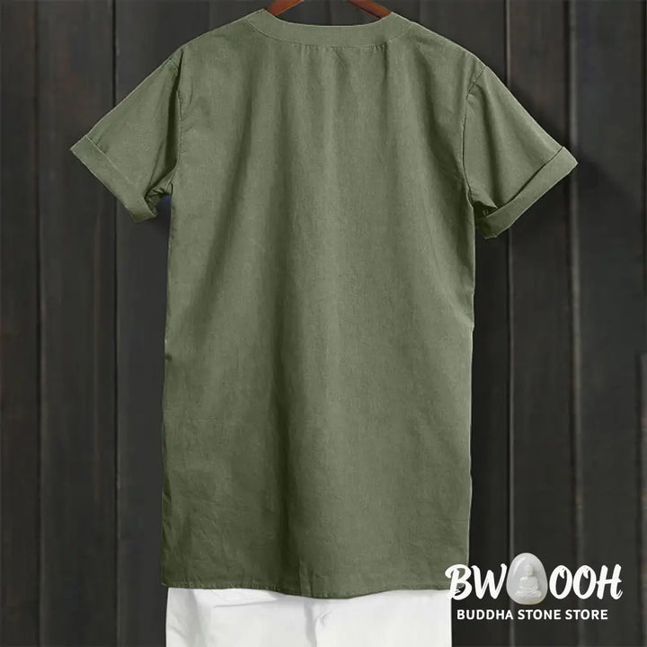 Buddha Stones Casual Plain Button Notched Collar Women’s Short Sleeve Shirt - Women’s Shirts