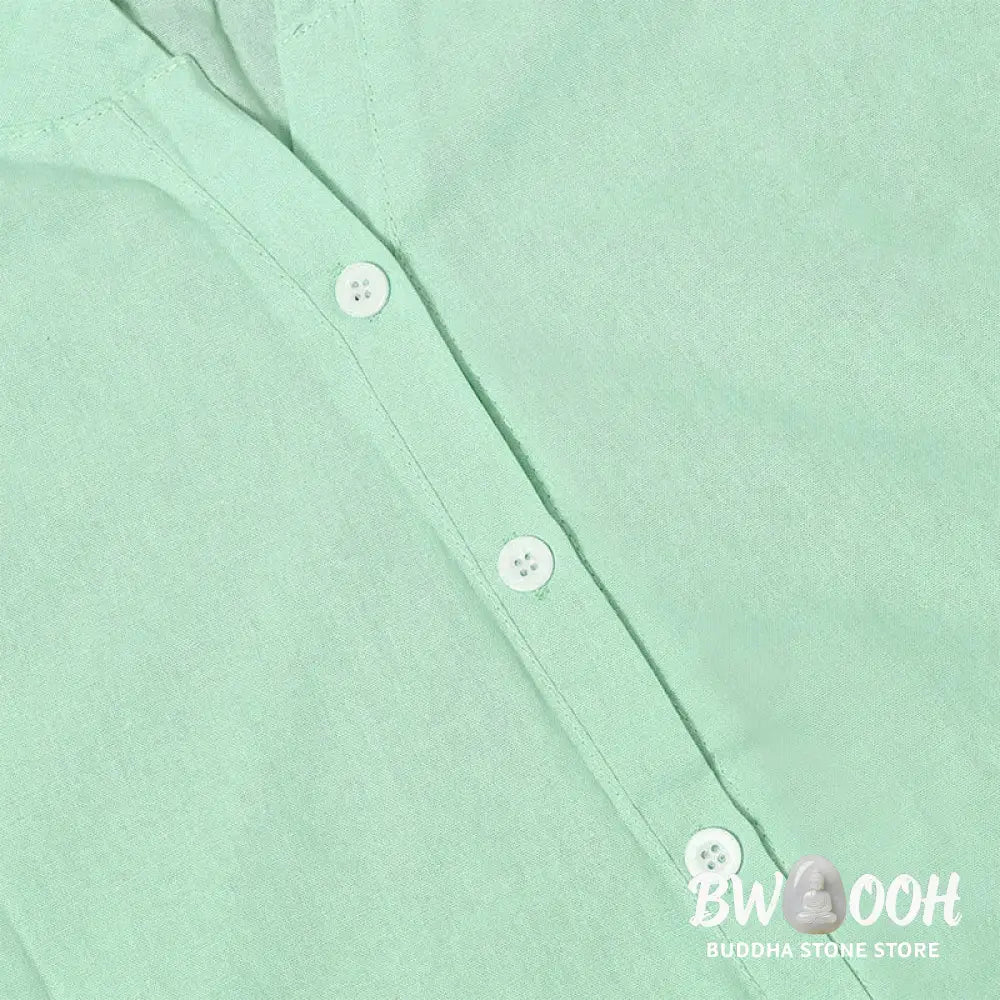 Buddha Stones Casual Plain Button Notched Collar Women’s Short Sleeve Shirt - Women’s Shirts