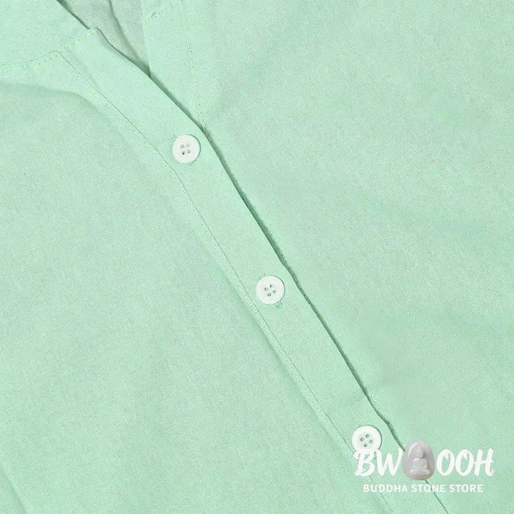 Buddha Stones Casual Plain Button Notched Collar Women’s Short Sleeve Shirt - Women’s Shirts