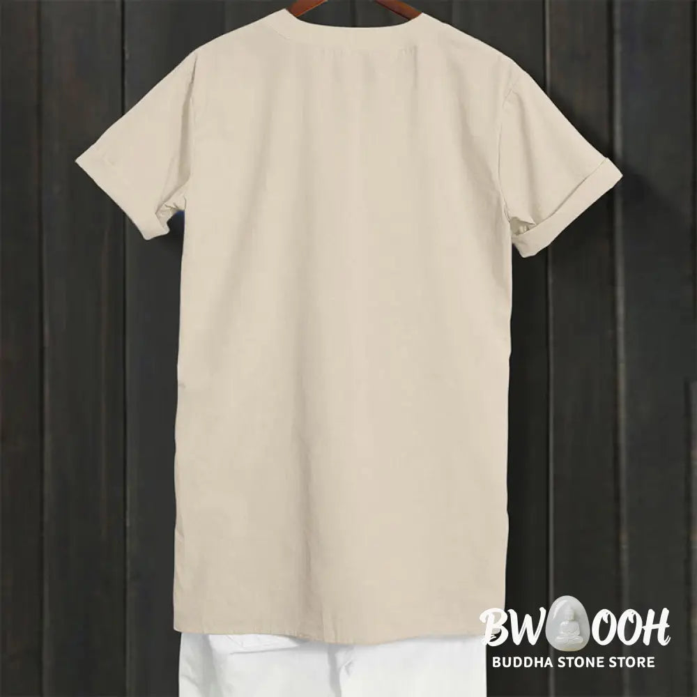 Buddha Stones Casual Plain Button Notched Collar Women’s Short Sleeve Shirt - Women’s Shirts