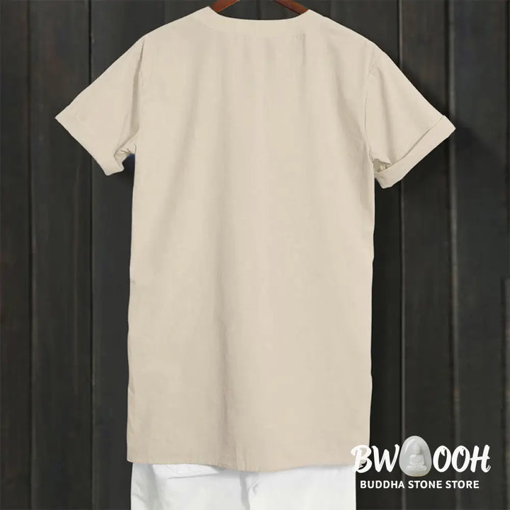 Buddha Stones Casual Plain Button Notched Collar Women’s Short Sleeve Shirt - Women’s Shirts