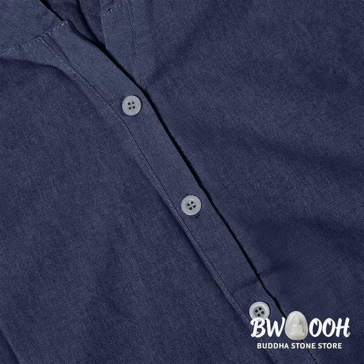 Buddha Stones Casual Plain Button Notched Collar Women’s Short Sleeve Shirt - Women’s Shirts