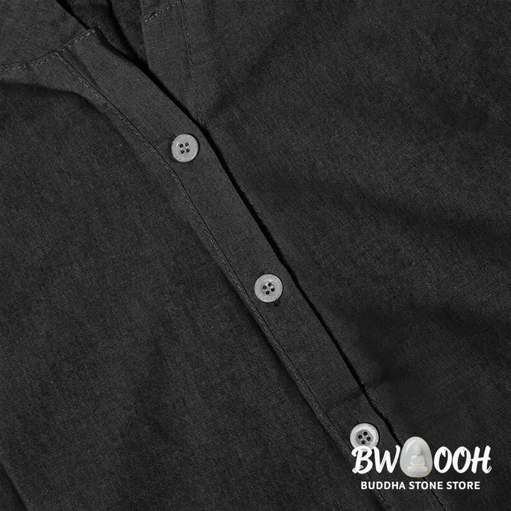 Buddha Stones Casual Plain Button Notched Collar Women’s Short Sleeve Shirt - Women’s Shirts