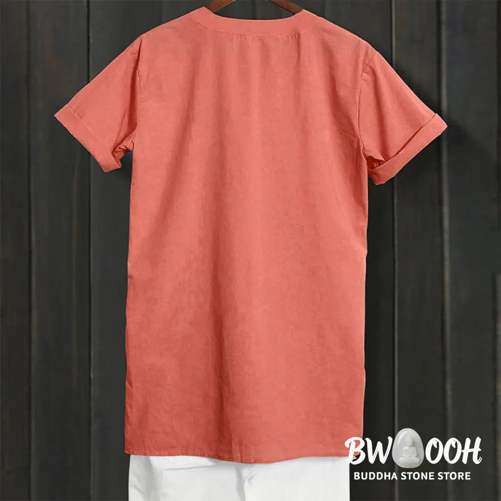 Buddha Stones Casual Plain Button Notched Collar Women’s Short Sleeve Shirt - Women’s Shirts