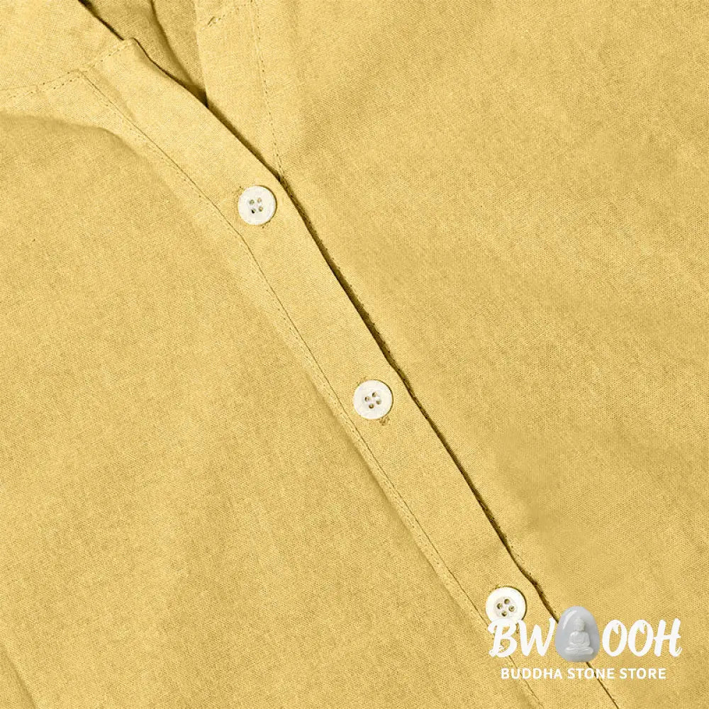 Buddha Stones Casual Plain Button Notched Collar Women’s Short Sleeve Shirt - Women’s Shirts