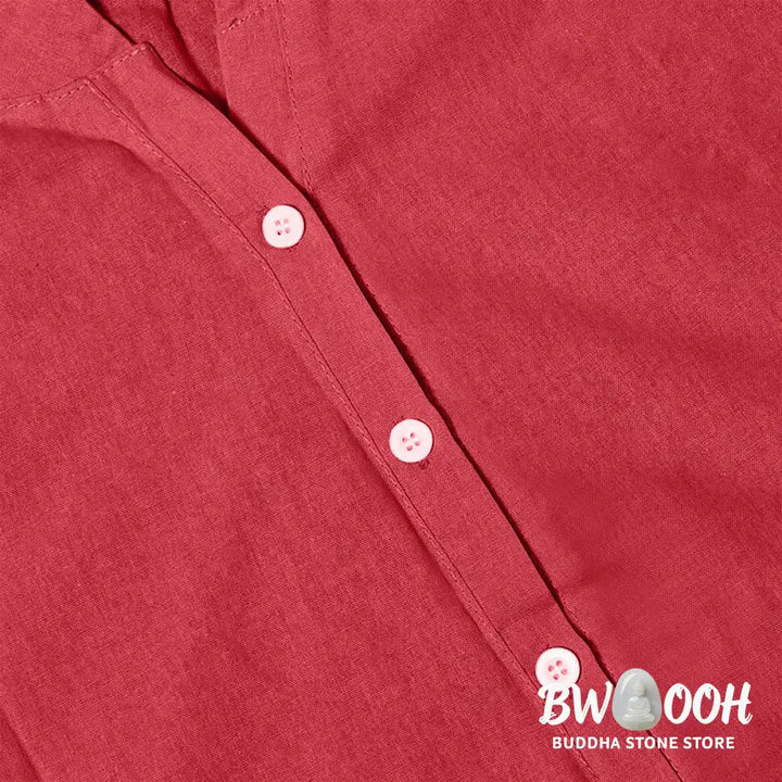 Buddha Stones Casual Plain Button Notched Collar Women’s Short Sleeve Shirt - Women’s Shirts