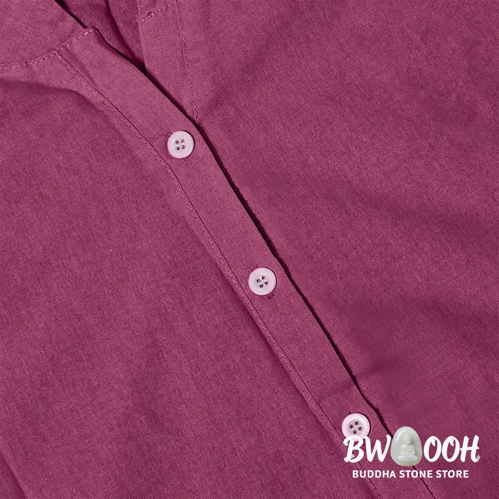 Buddha Stones Casual Plain Button Notched Collar Women’s Short Sleeve Shirt - Women’s Shirts