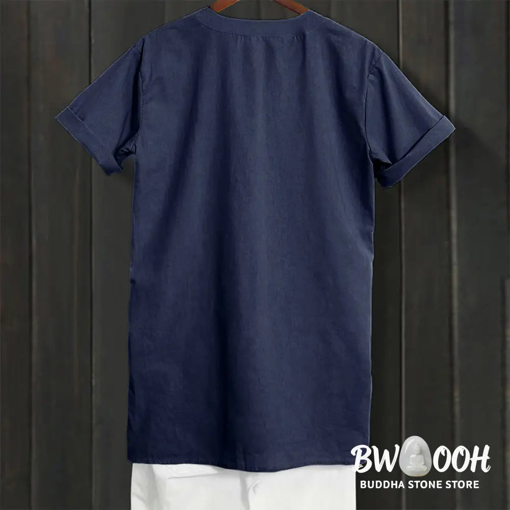 Buddha Stones Casual Plain Button Notched Collar Women’s Short Sleeve Shirt - Women’s Shirts