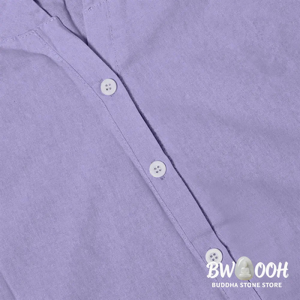 Buddha Stones Casual Plain Button Notched Collar Women’s Short Sleeve Shirt - Women’s Shirts