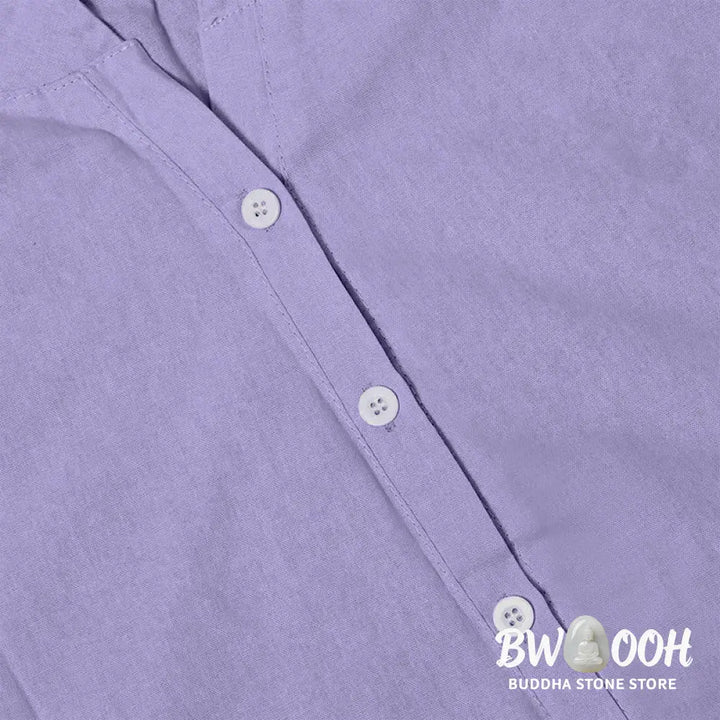 Buddha Stones Casual Plain Button Notched Collar Women’s Short Sleeve Shirt - Women’s Shirts
