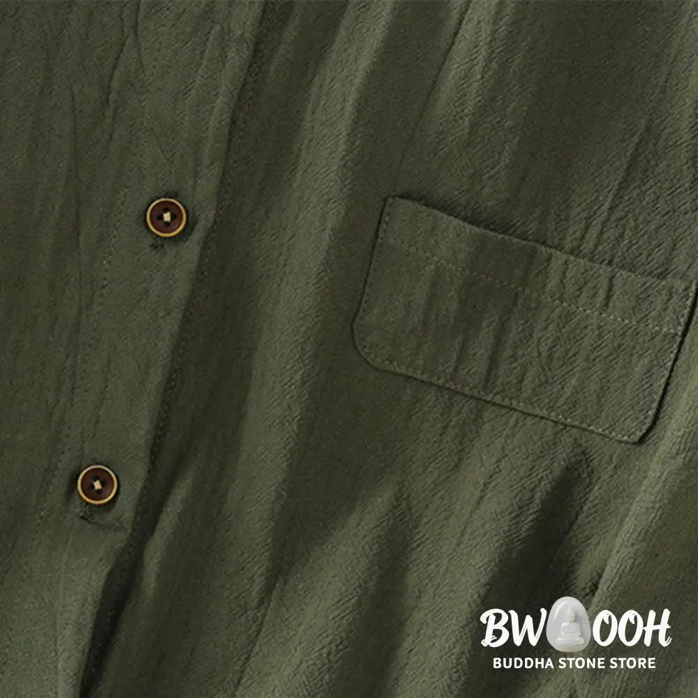 Buddha Stones Casual Plain Buttons Half Sleeve Women’s Cotton Linen Shirt With Pocket - Women’s Shirts