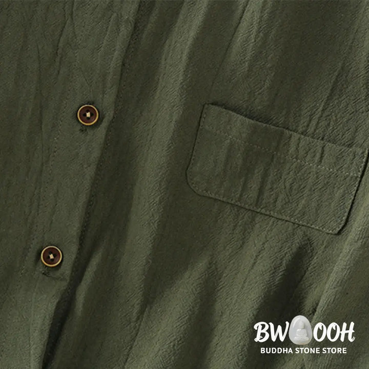 Buddha Stones Casual Plain Buttons Half Sleeve Women’s Cotton Linen Shirt With Pocket - Women’s Shirts