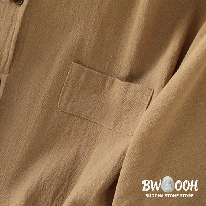 Buddha Stones Casual Plain Buttons Half Sleeve Women’s Cotton Linen Shirt With Pocket - Women’s Shirts