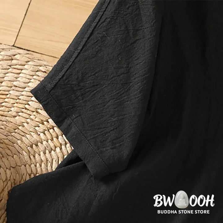 Buddha Stones Casual Plain Buttons Half Sleeve Women’s Cotton Linen Shirt With Pocket - Women’s Shirts