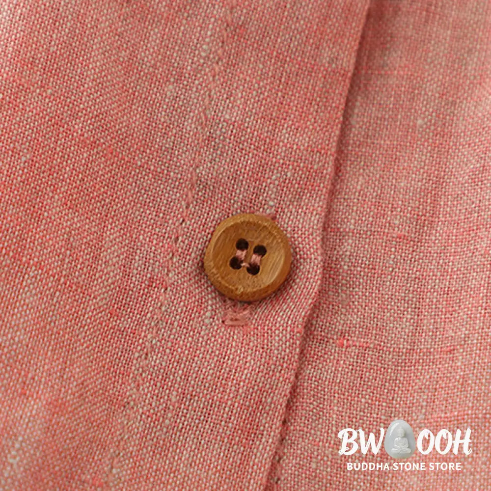 Buddha Stones Casual Plain Buttons Women’s Cotton Linen Half Sleeve Shirt - Women’s Shirts