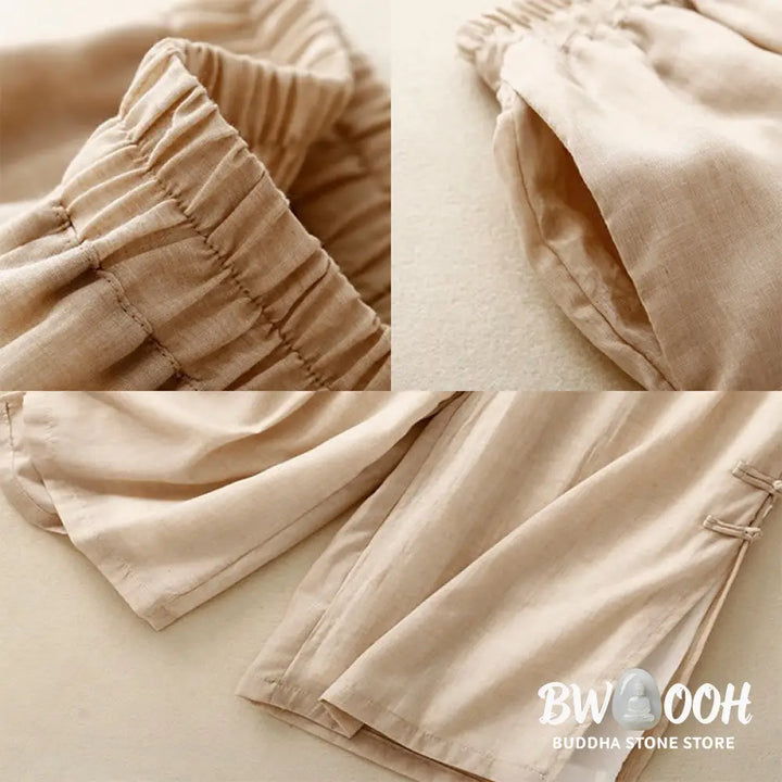 BWOOOH printed wide-leg yoga pants - Casual Plain Color Chinese Frog Button C