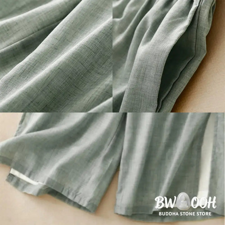 BWOOOH printed wide-leg yoga pants - Casual Plain Color Chinese Frog Button C