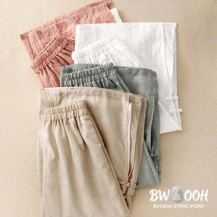 BWOOOH printed wide-leg yoga pants - Casual Plain Color Chinese Frog Button C