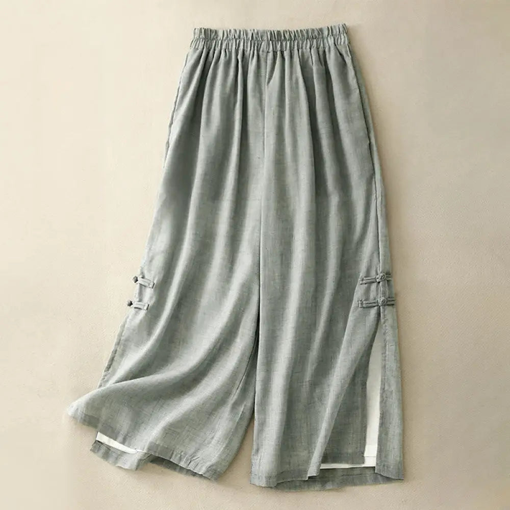 BWOOOH printed wide-leg yoga pants - Casual Plain Color Chinese Frog Button C