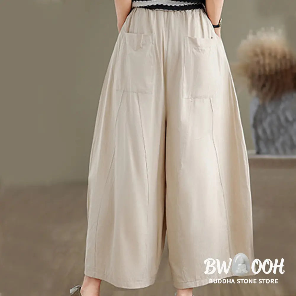 BWOOOH printed wide-leg yoga pants - Casual Plain Cotton Women&