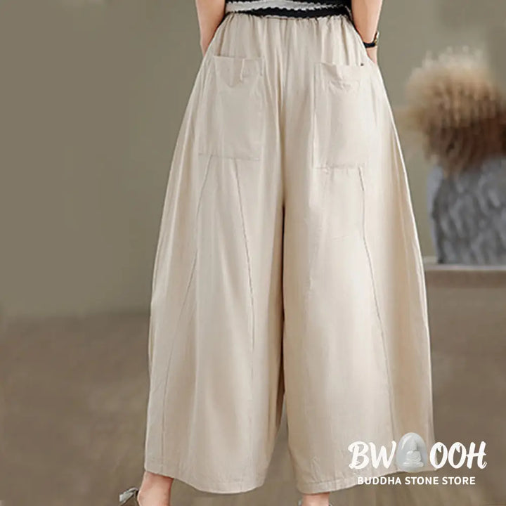 BWOOOH printed wide-leg yoga pants - Casual Plain Cotton Women&