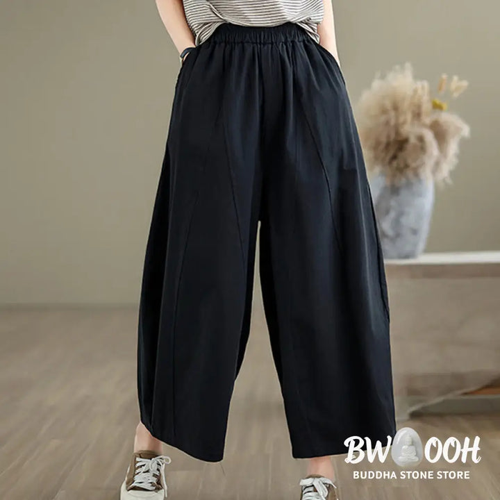 BWOOOH printed wide-leg yoga pants - Casual Plain Cotton Women&