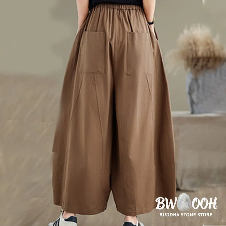 BWOOOH printed wide-leg yoga pants - Casual Plain Cotton Women&