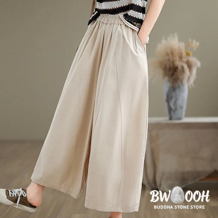 BWOOOH printed wide-leg yoga pants - Casual Plain Cotton Women&