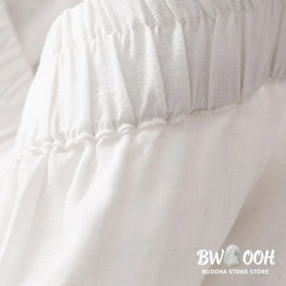 Buddha Stones Casual Plain Cropped Pants Women’s Cotton Linen Harem Pants With Pockets - Women’s Harem Pants
