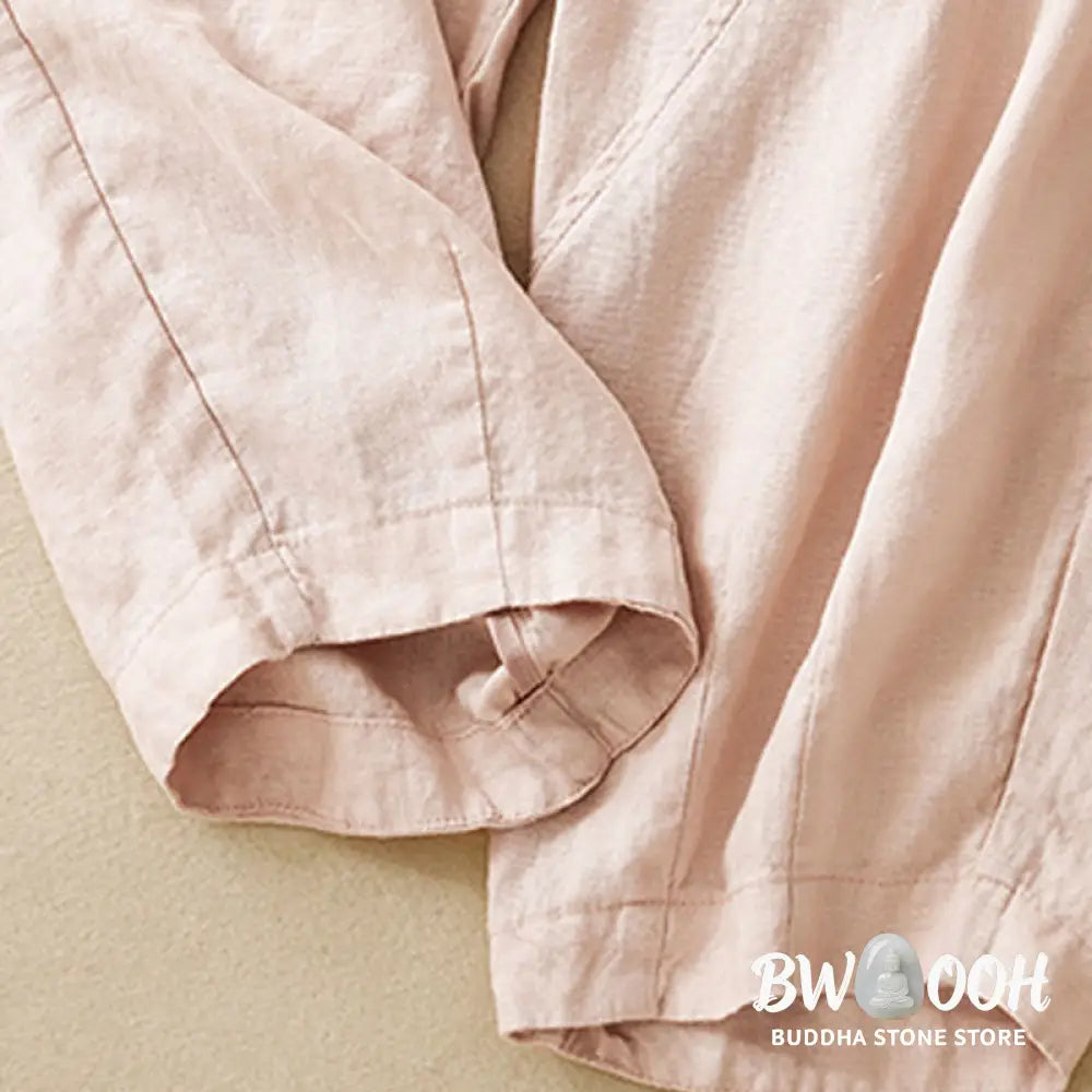Buddha Stones Casual Plain Cropped Pants Women’s Cotton Linen Harem Pants With Pockets - Women’s Harem Pants