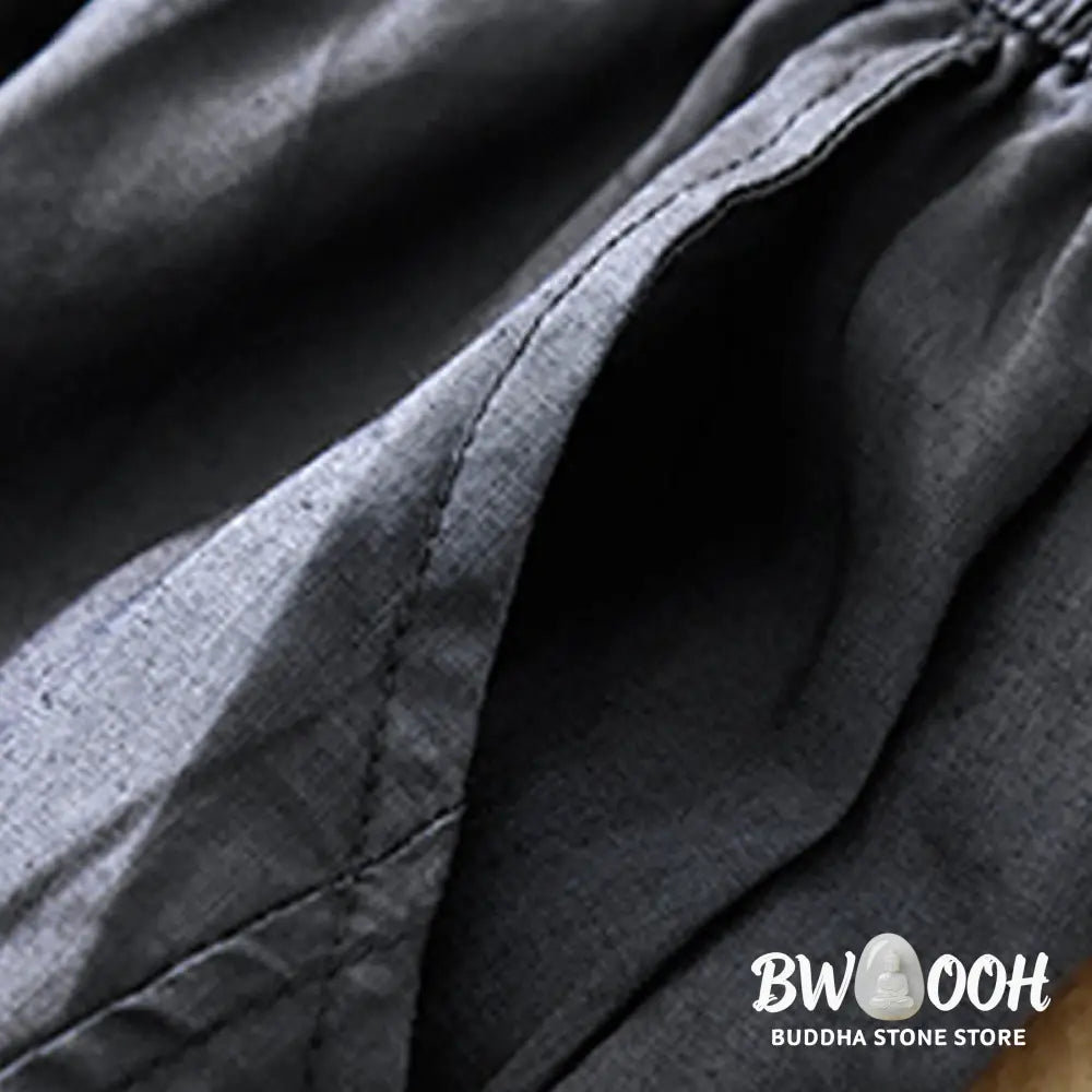 Buddha Stones Casual Plain Cropped Pants Women’s Cotton Linen Harem Pants With Pockets - Women’s Harem Pants